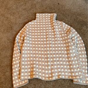 Anthropologie Beige and Cream Knit Sweater Sz leg cotton/wool/cashmere